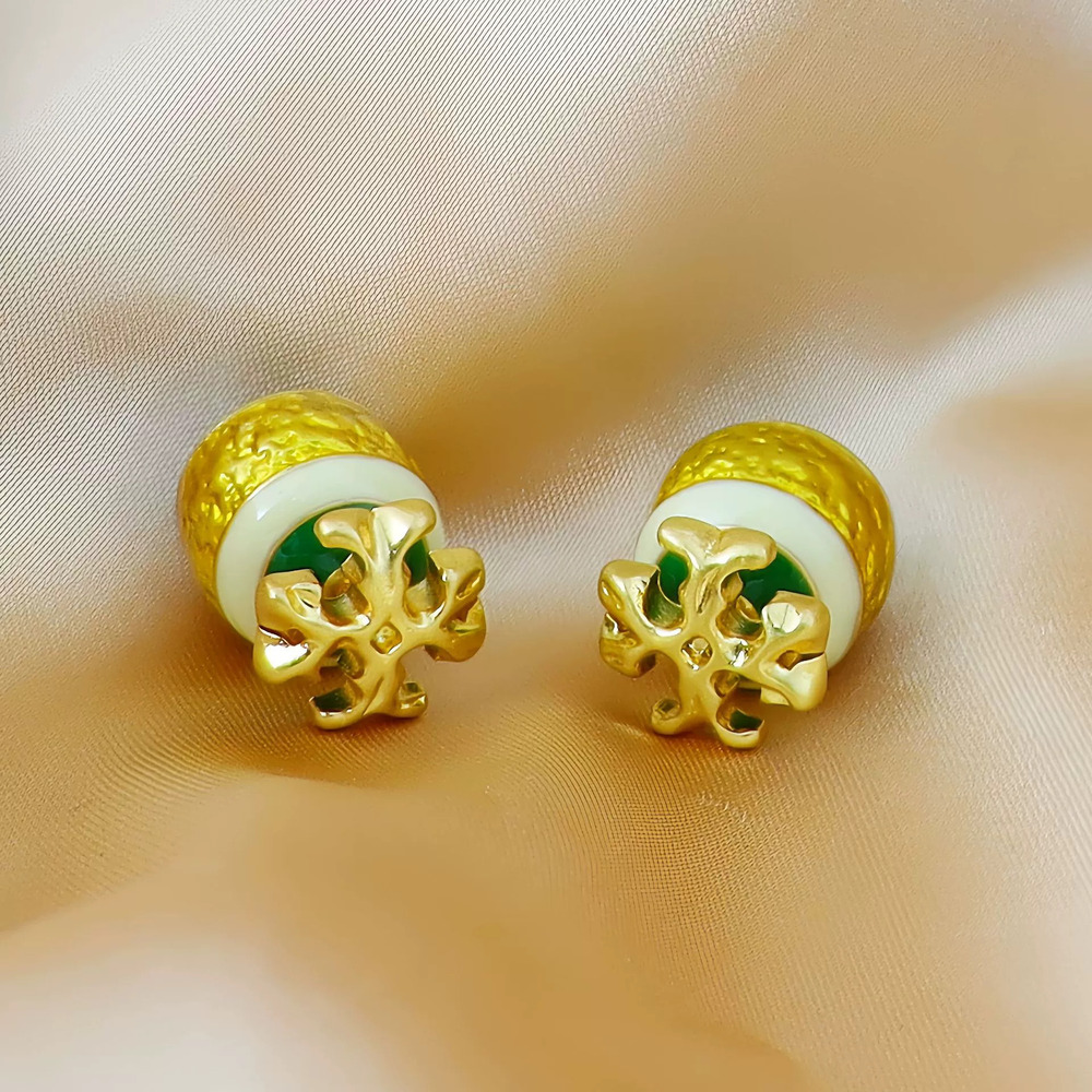 Tory Burch Year Gold Plated Enamel Inlay Earrings